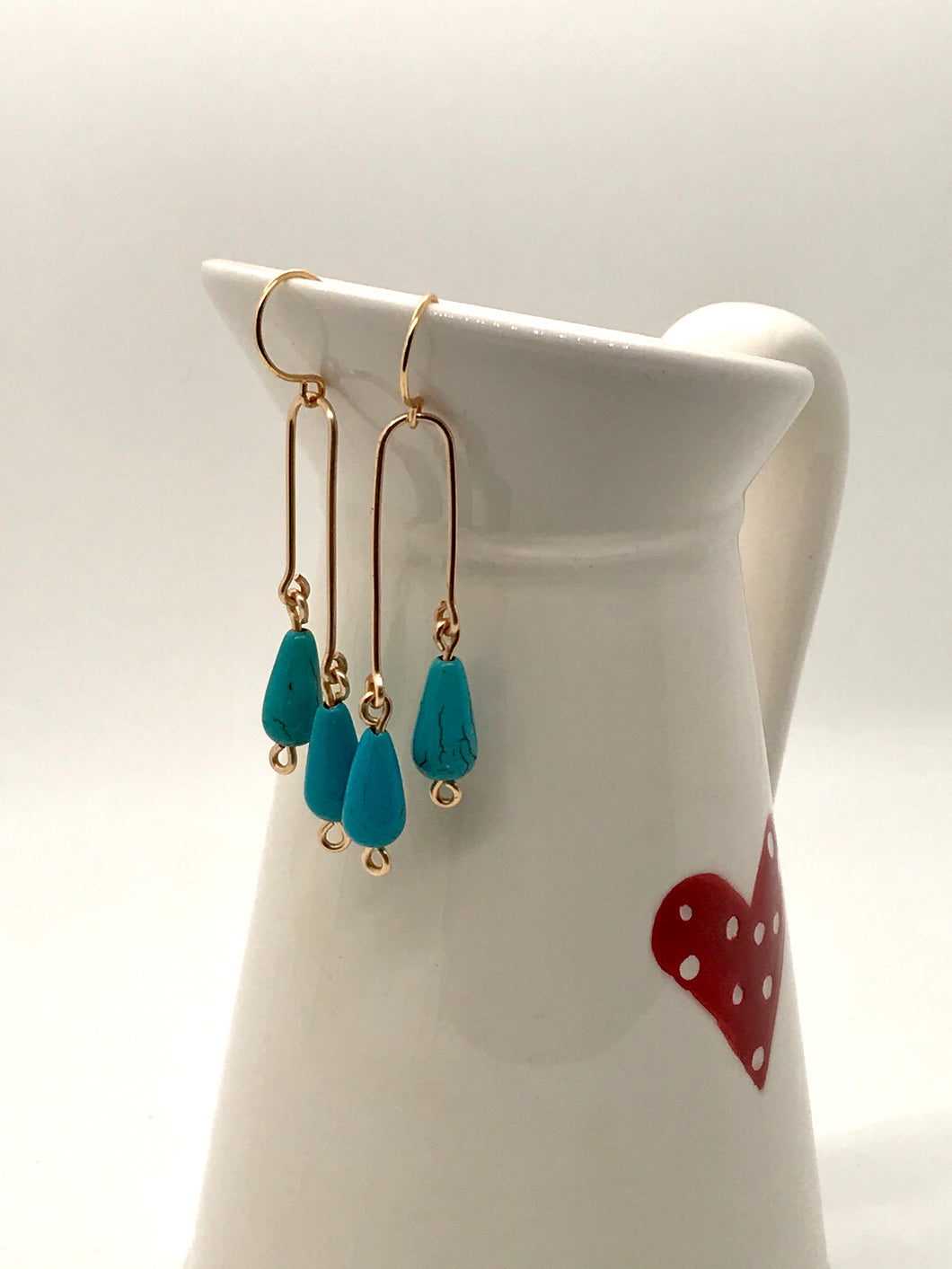 Turquoise Howlite Arch Earring