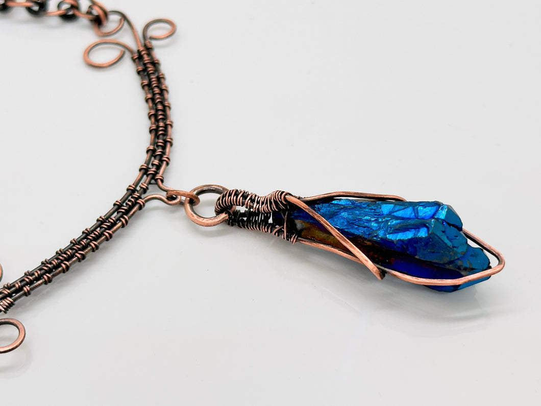 Quartz Antiqued Copper Necklace