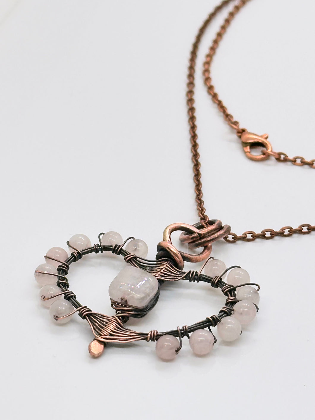 Rose Quartz Heart Copper Necklace