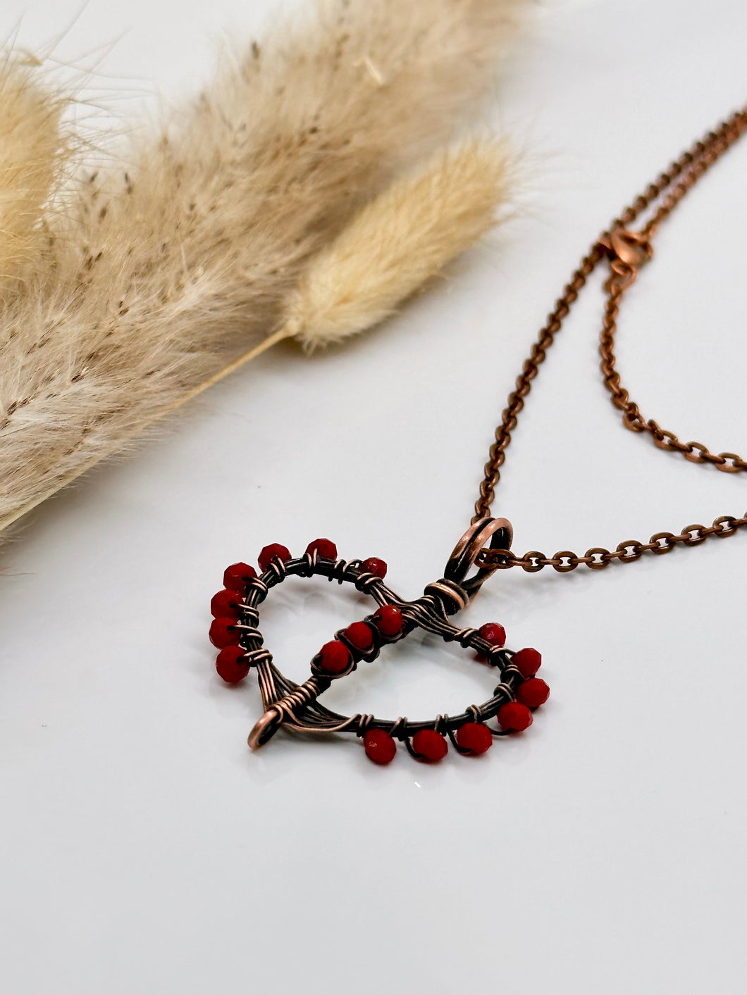 Red Copper Heart Necklace