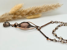 Load image into Gallery viewer, Rustic Long Rose Quartz Copper Necklace
