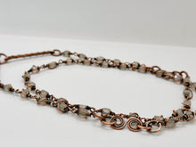 Load image into Gallery viewer, Rustic Long Rose Quartz Copper Necklace
