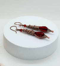 Load image into Gallery viewer, Oxidised Carnelian and Glass Earring
