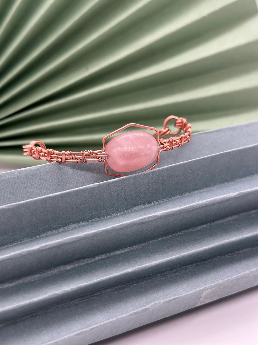 Wire Wrapped Rose Quartz Bracelet