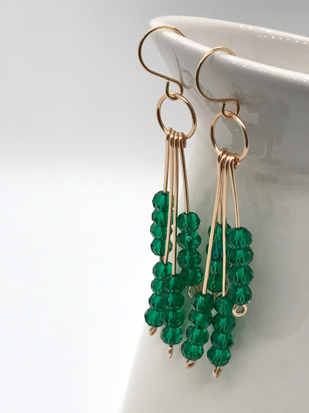 Emerald Green Beaded Drop Earring