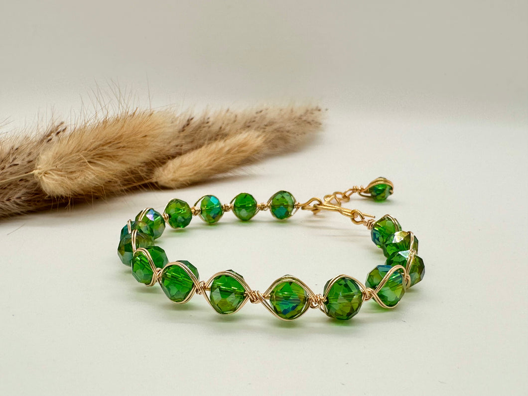 Green Glass Beaded Bracelet