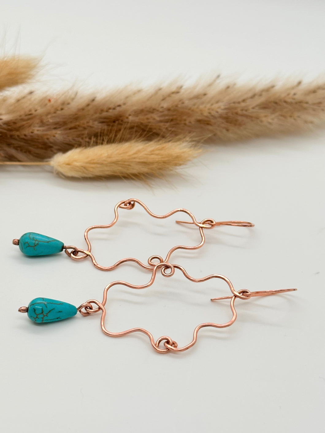 Organic Copper Turquoise Howlite Earring