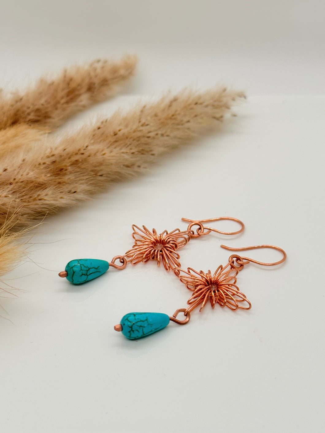 Star Copper Howlite Earrings