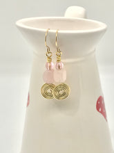 Load image into Gallery viewer, Spiral Pink Quartz Earring
