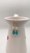 Load and play video in Gallery viewer, Pearl Turquoise Howlite Earring
