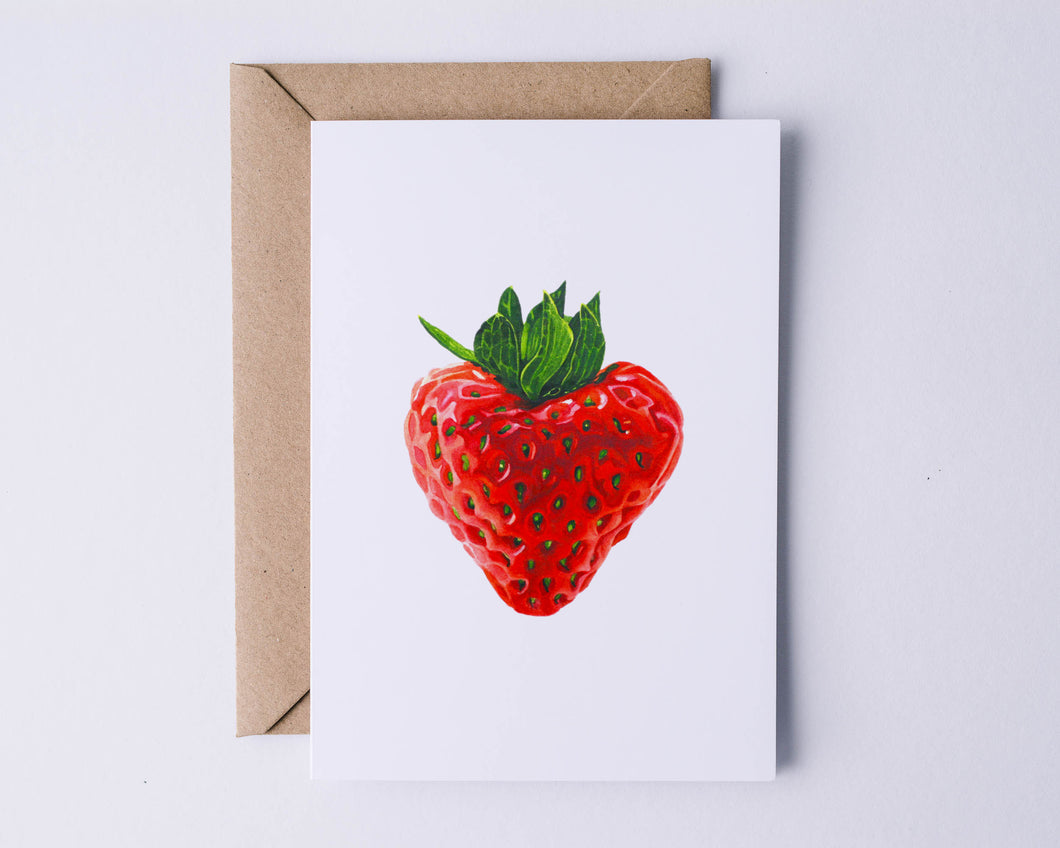 Scrumptious Strawberry Love Heart Greeting Card